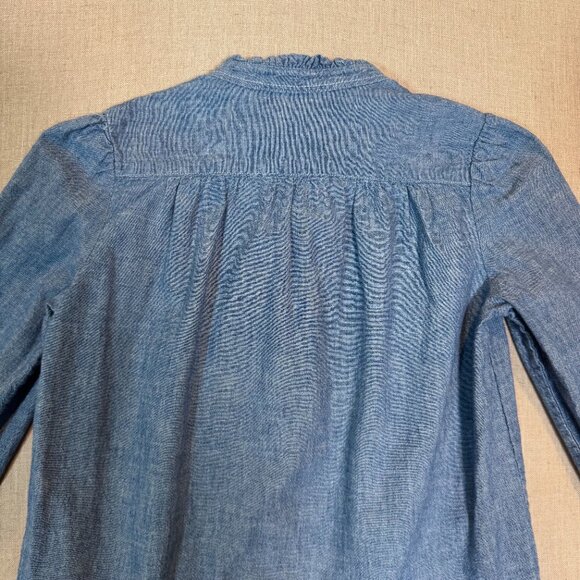 Ralph Lauren Polo Girls Chambray Denim Dress Size 7 Long Sleeve Ruffle Hem - Picture 9 of 9